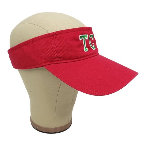 Port And Co TC Monogram Initials Strapback Visor Tennis Golf Hat Red - Picture 2 of 11